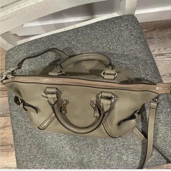 Rebecca Minkoff Moto Grey Pebble Leather Zippered Crossbody Bag - Picture 5 of 8